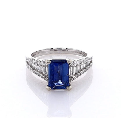 18k White Gold Sapphire & Multi Diamond Set Ring