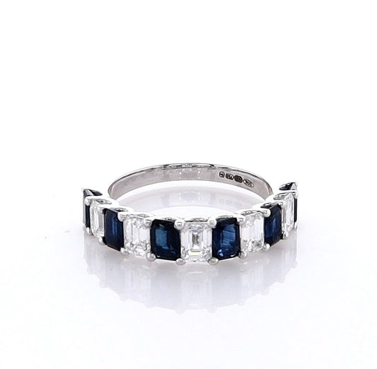 18k White Gold Sapphire & Baguette Diamond Ring