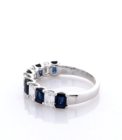 18k White Gold Sapphire & Baguette Diamond Ring