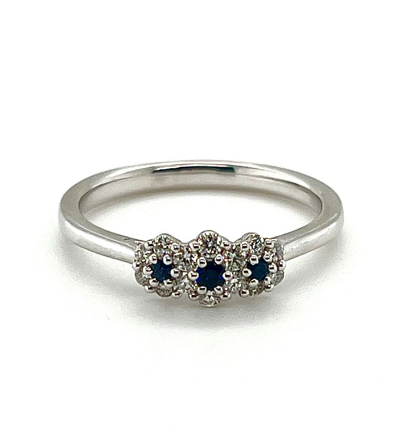 Platinum Sapphire & Diamond Trilogy Ring