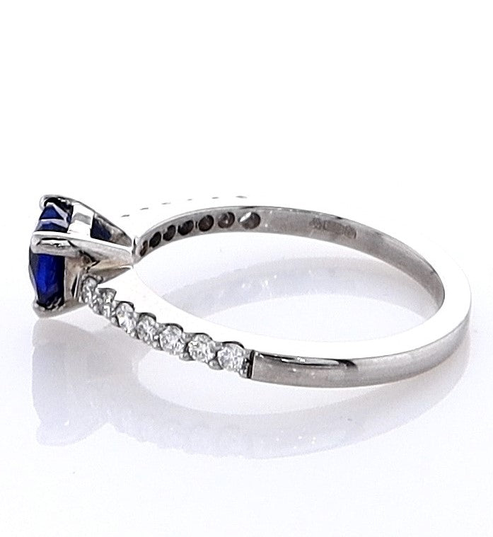 Platinum Heart Shaped Sapphire & Diamond Ring