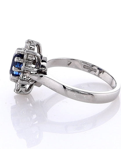 Platinum Oval Sapphire Halo Ring