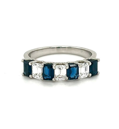 Platinum Octagonal Sapphire & Diamond Ring