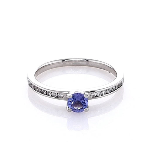 Platinum Tanzanite & Diamond Solitaire Ring