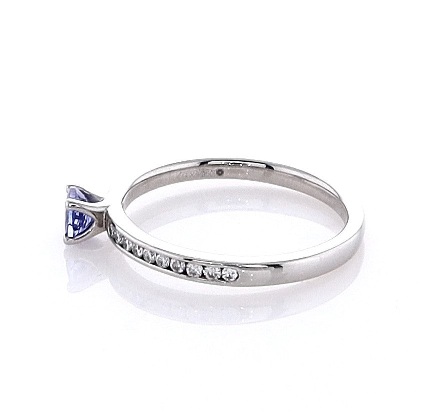 Platinum Tanzanite & Diamond Solitaire Ring