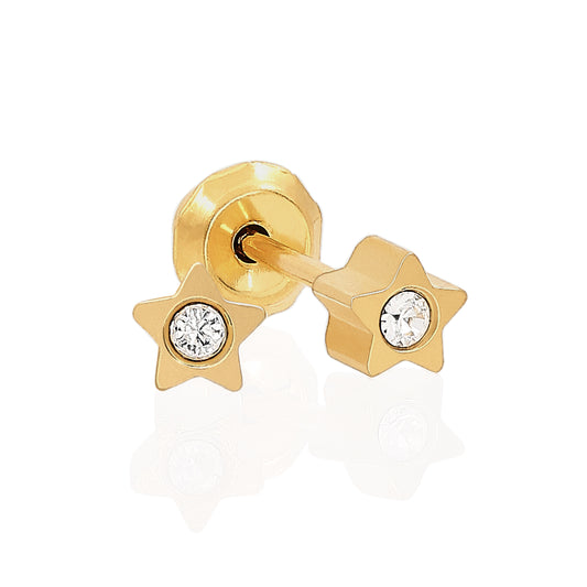 24k Gold Plated Medical Grade Stainless Steel Star CZ Studs