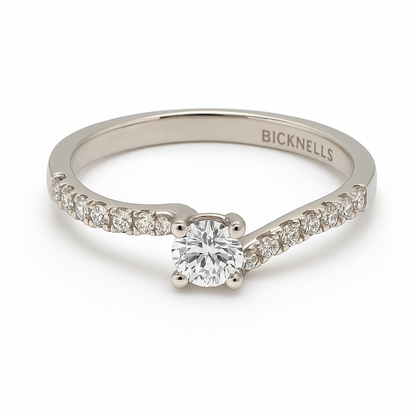 Diamond ring with on a white background