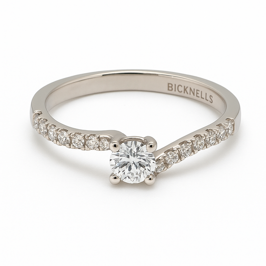 Diamond ring with on a white background