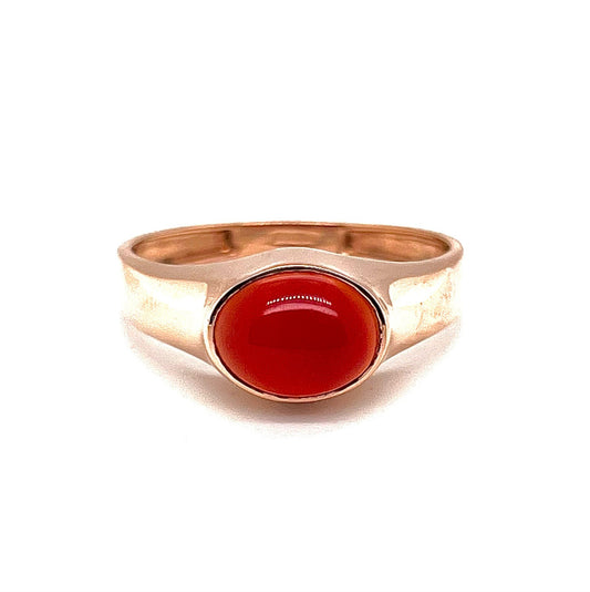 18k Rose Gold Oval Cabochon Cornelian Ring