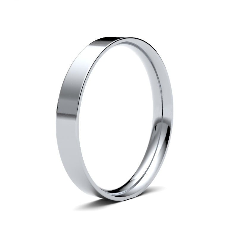 18K White Gold Flat Court 2.5mm Band