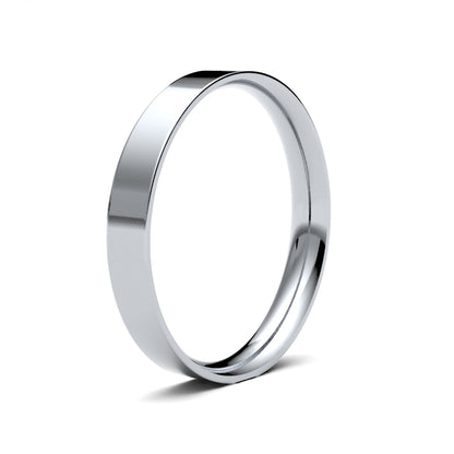 18K White Gold Flat Court 2.5mm Band
