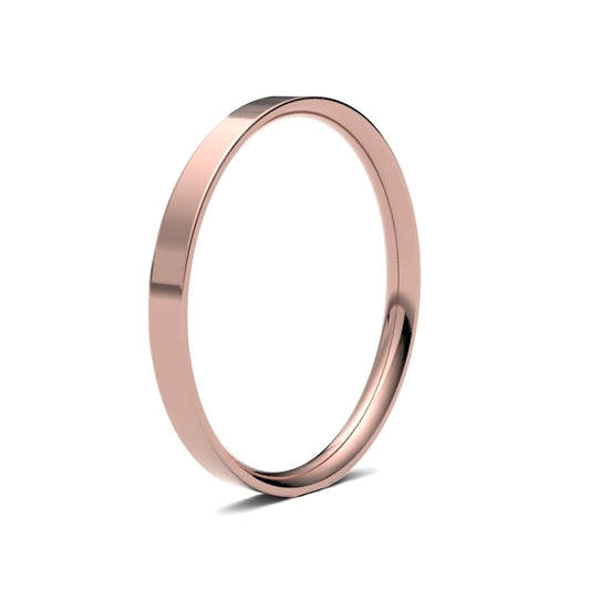 18K Rose Gold Flat Court 2mm Band