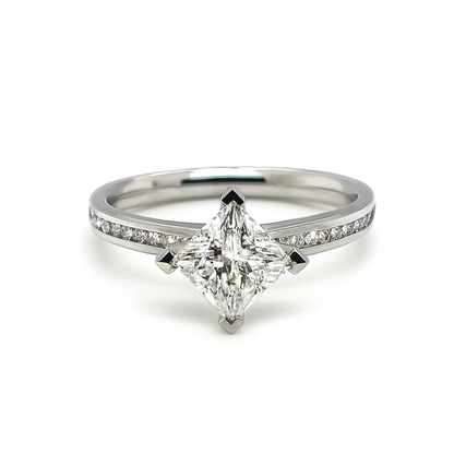 Platinum 1.11ct Princess Cut Diamond Engagement Ring