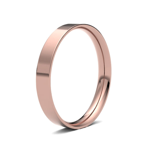 18K Rose Gold Flat Court 3mm Band