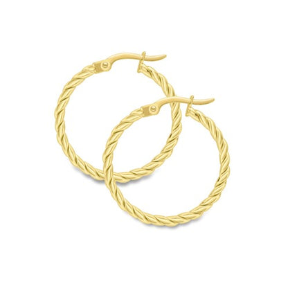 9k Yellow Gold Twisted Hoop Earrings
