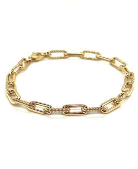 9k Yellow Gold Patterned Link Bracelet