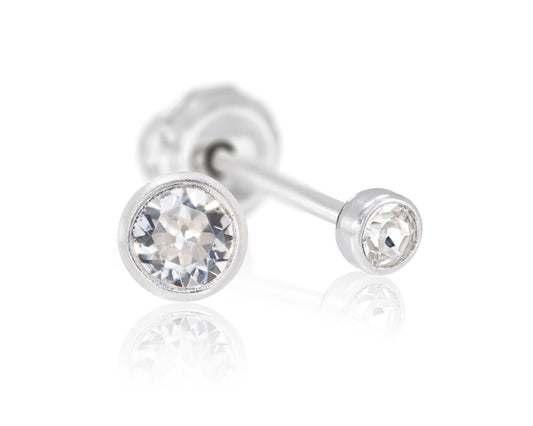 Medical Grade Titanium Bezel 4mm CZ Studs