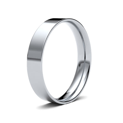 18K White Gold Flat Court 4mm Band