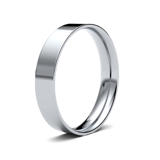 18K White Gold Flat Court 4mm Band