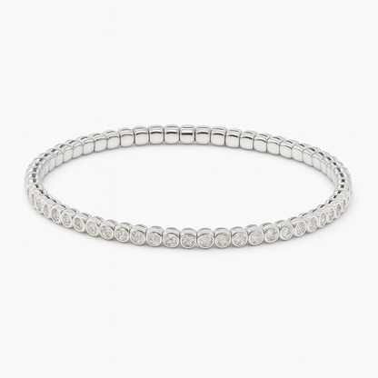 18k White gold bracelet with diamonds on a white background