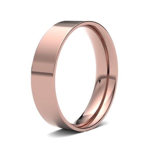 18K Rose Gold Flat Court 5mm Band