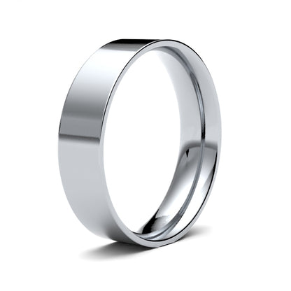 18K White Gold Flat Court 5mm Band