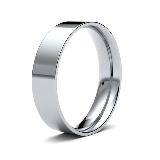 18K White Gold Flat Court 5mm Band