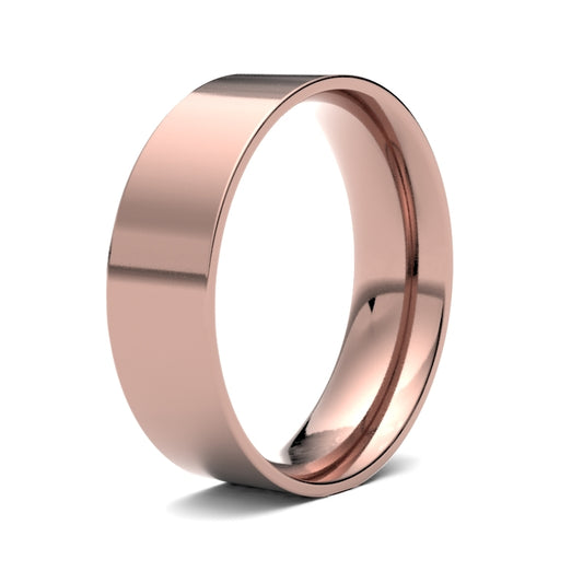 18K Rose Gold Flat Court 6mm Band