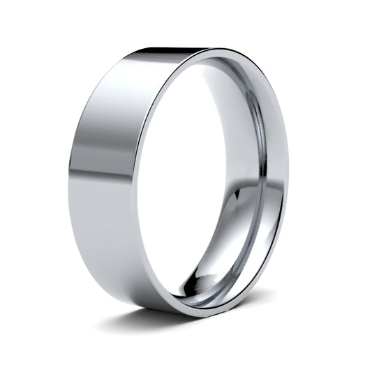 18K White Gold Flat Court 6mm Band