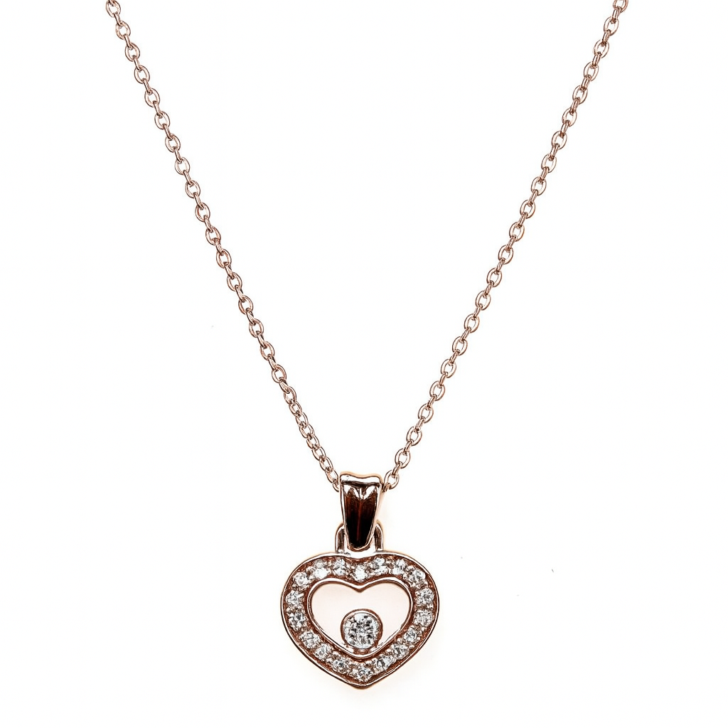 18k Rose Gold 0.20ct Round Brilliant Diamond Heart Pendant