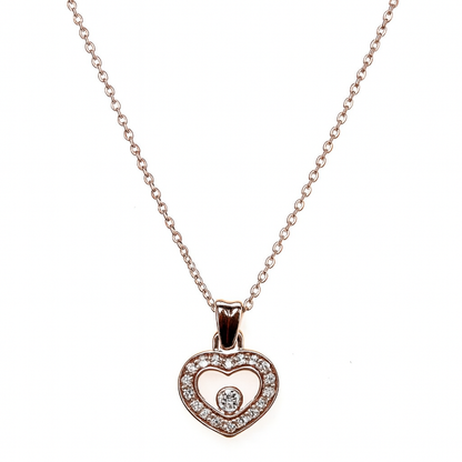 18k Rose Gold 0.20ct Round Brilliant Diamond Heart Pendant