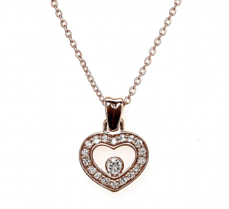 18k Rose Gold 0.20ct Round Brilliant Diamond Heart Pendant