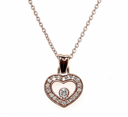 18k Rose Gold 0.20ct Round Brilliant Diamond Heart Pendant