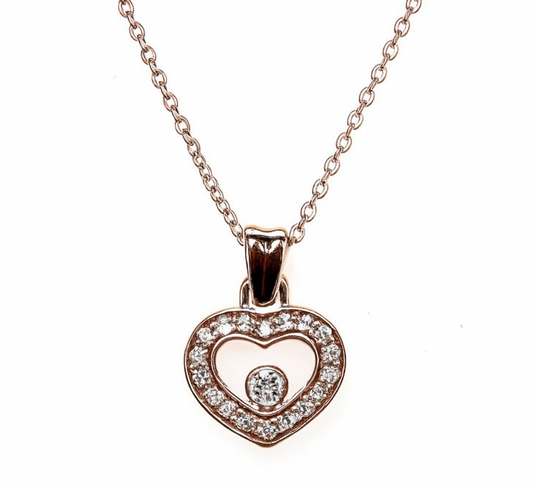 18k Rose Gold 0.20ct Round Brilliant Diamond Heart Pendant