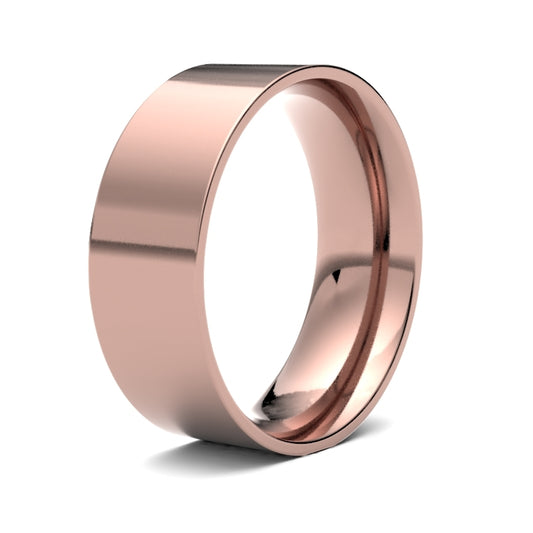 18K Rose Gold Flat Court 7mm Band