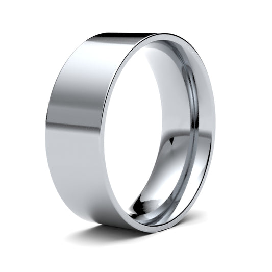18K White Gold Flat Court 7mm Band