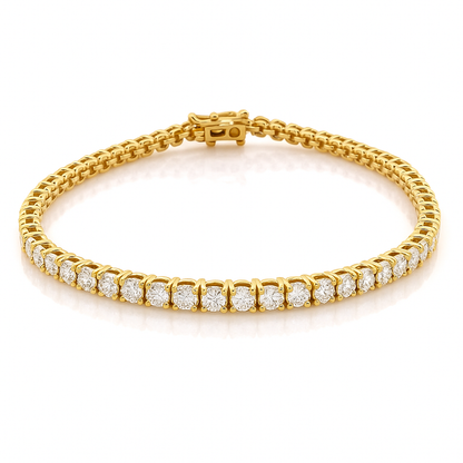 Gold bracelet with diamonds on a white background