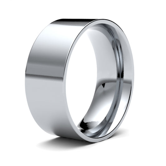 18K White Gold Flat Court 8mm Band