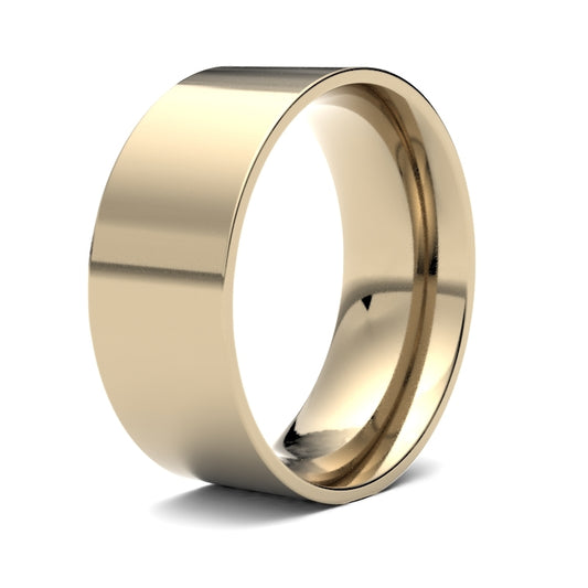 9K Yellow Gold Flat Court 8mm Band