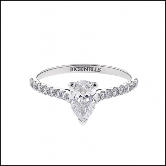 Platinum 0.51ct Pear Cut Engagement Ring
