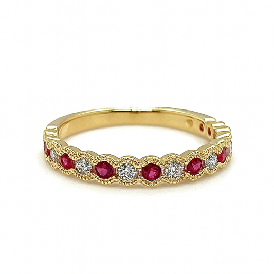 18k Yellow Gold Ruby & Diamond Ring