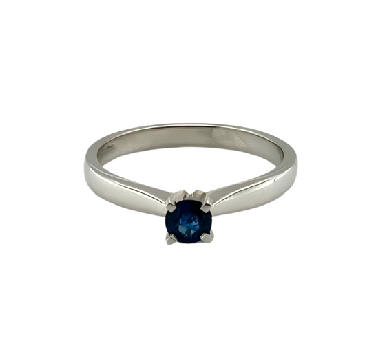 Platinum Round Sapphire Solitaire Ring