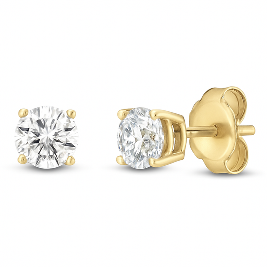 18k Yellow Gold 0.15ct Round Brilliant Diamond Stud Earrings