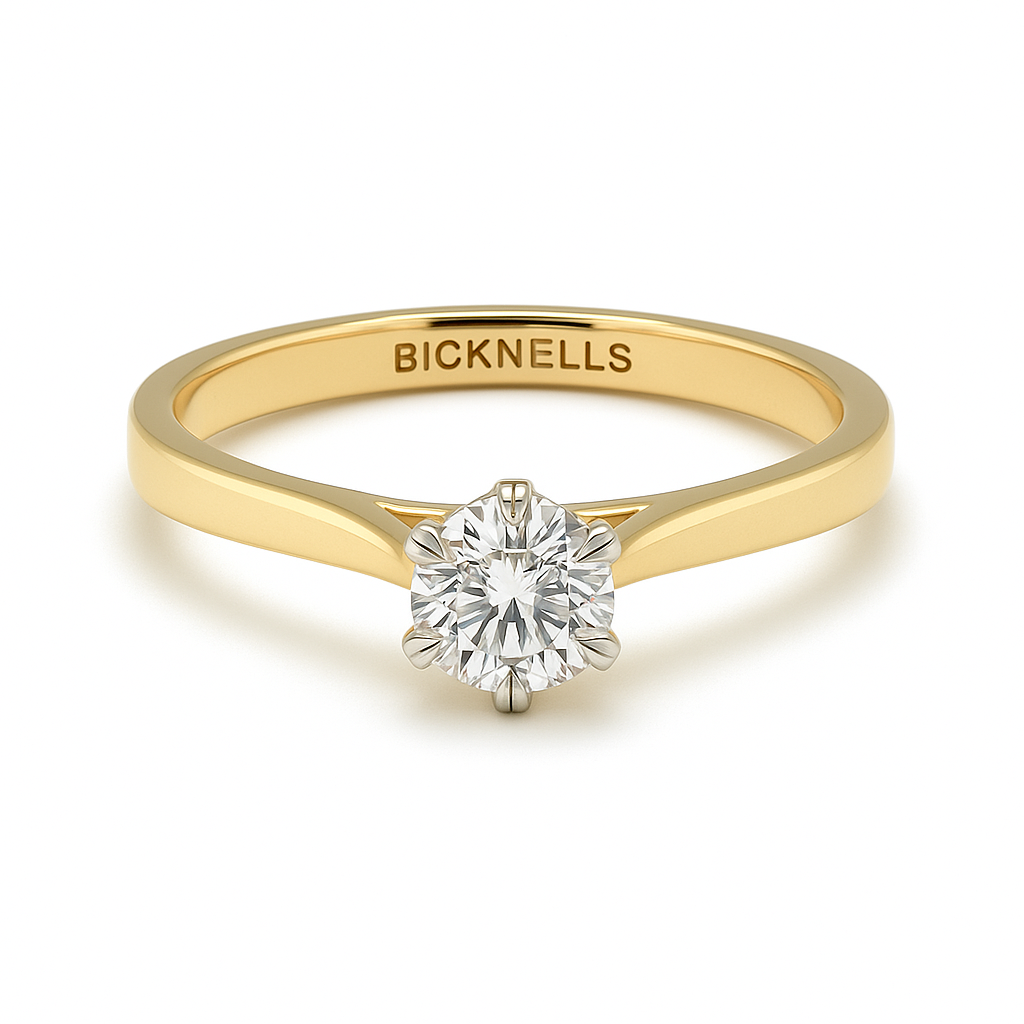 18k Yellow & White Gold 0.90ct Round Brilliant Engagement Ring