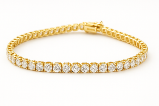 18k Yellow Gold 9.38ct Round Brilliant Lab Grown Diamond Bracelet