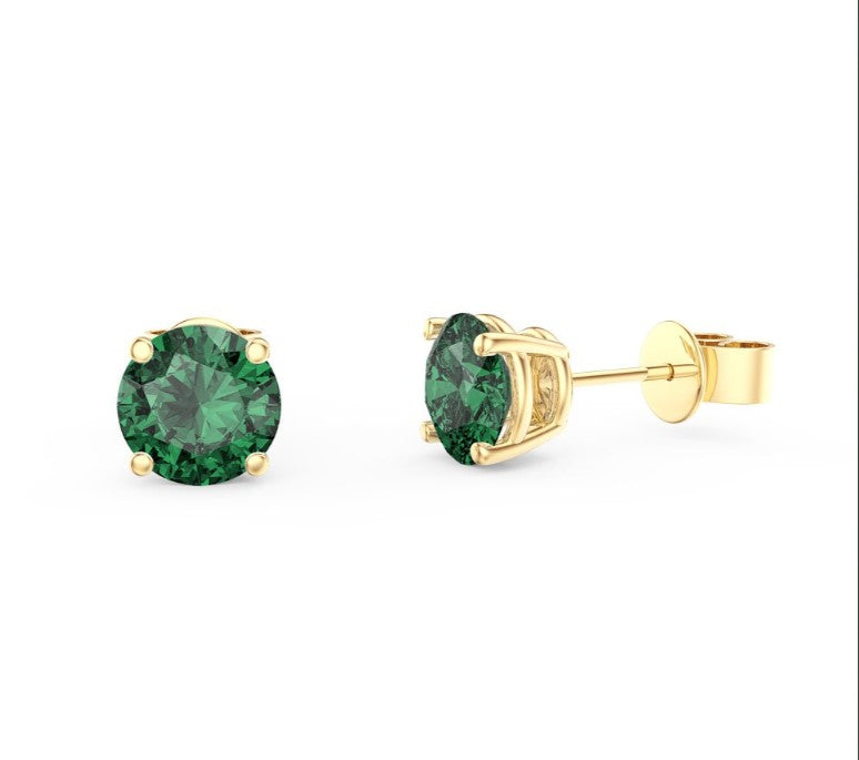 9k Yellow Gold Emerald Stud Earrings