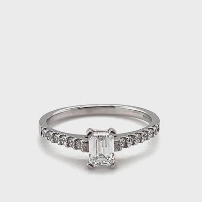 Platinum 0.54ct Emerald Cut Engagement Ring