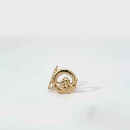 9k Yellow Gold Claddagh Stud Earrings