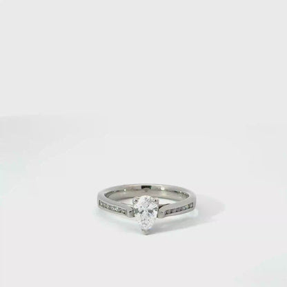 Platinum 0.76cttw Pear Cut Lab Diamond Solitaire Engagement Ring