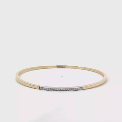 14k Yellow & White Gold 0.15cttw Diamond Grain Bangle